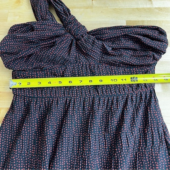 Alexis Luksa‎ One Shoulder Heart Print Pleated Black Mini Dress Size Medium - Picture 10 of 10